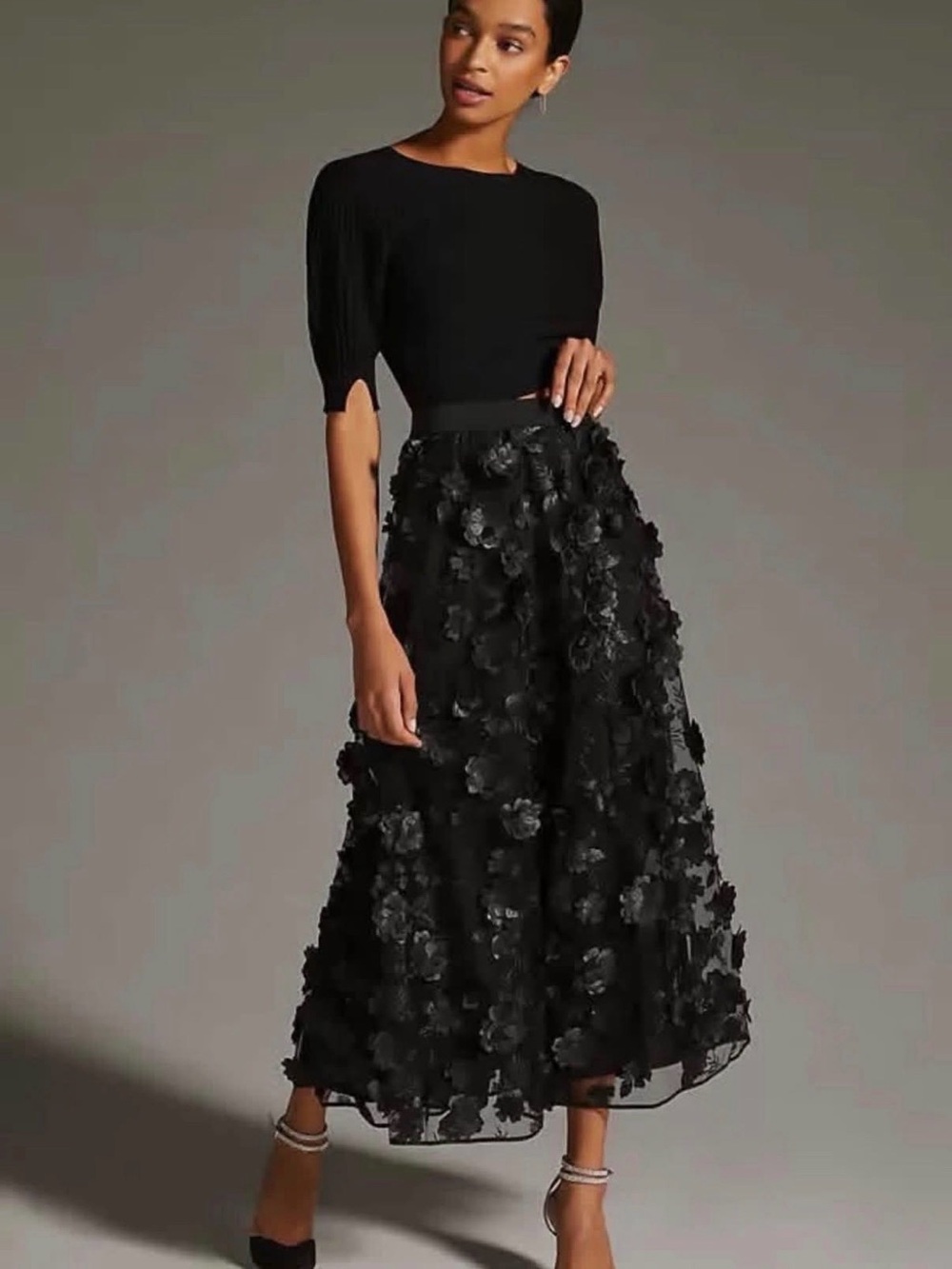 NWT By Anthropologie Floral Appliqué Skirt Sz Small